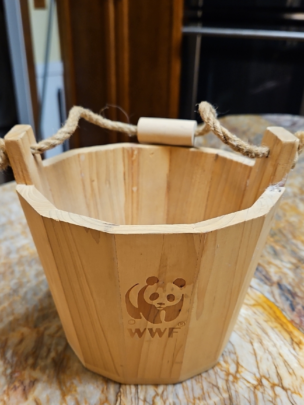 WWF Bamboo Wooden Bucket with Rope Handle - Natural